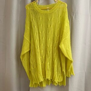 Anthropologie Neon Yellow Knit Sweater